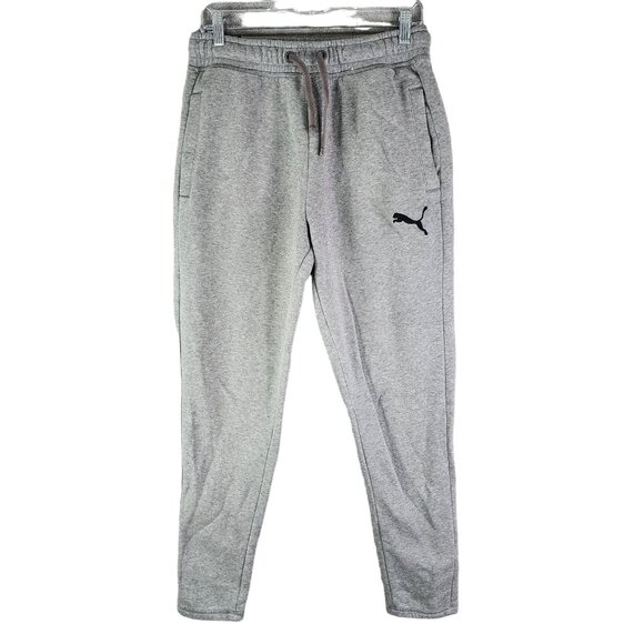 Mens Grey Puma Jogger Sweatpants Drawstring Elastic Waist Size S - Picture 1 of 12